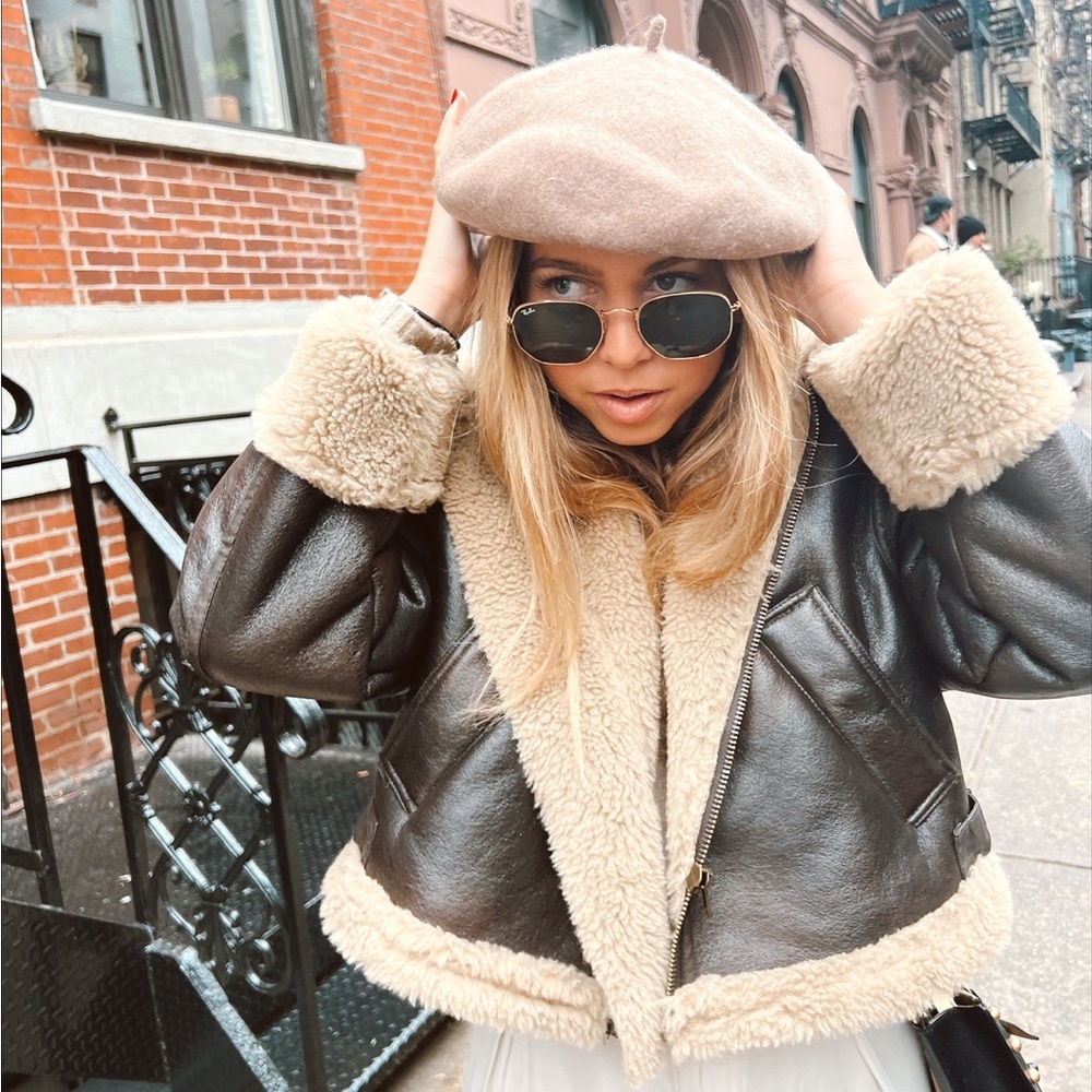 Zara Faux Shearling Moto Jacket
